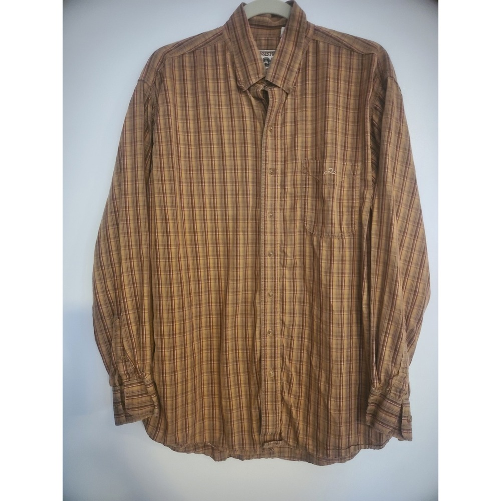 Resistol Mens Brown Plaid Western Button Down Shirt Long Sleeve Cotton Large